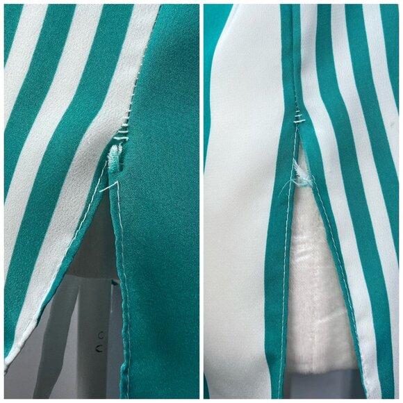 Vintage Striped Button Up Blouse Long Sleeve Silky Size Medium - Picture 9 of 10